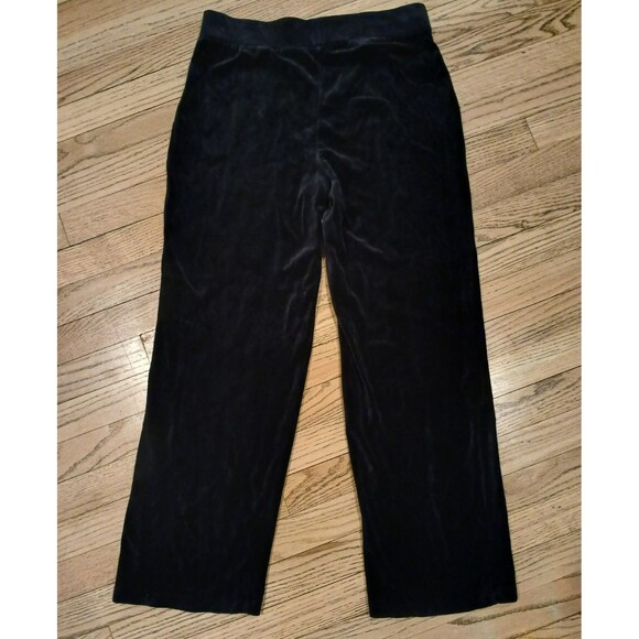 Valerie Stevens Women's Black Velvet Pants Wide Leg Elastic Waist Pull On M/P - Picture 1 of 8